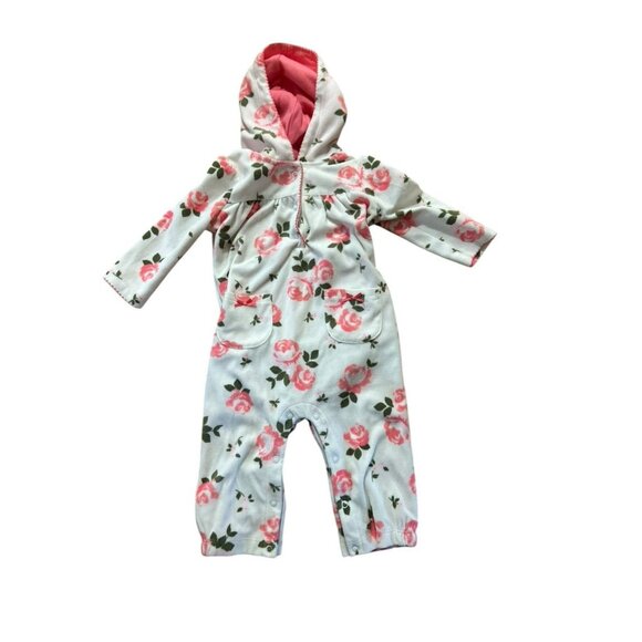 Just One You 12M Baby Girl Rose Hood Sleeper Outerwear Cozy Soft Romper Snuggle - Picture 1 of 9